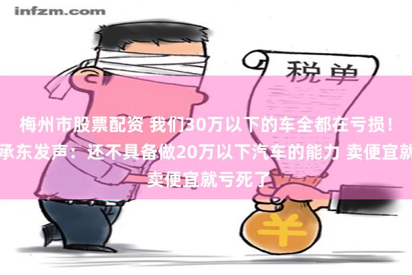 梅州市股票配资 我们30万以下的车全都在亏损！华为余承东发声：还不具备做20万以下汽车的能力 卖便宜就亏死了