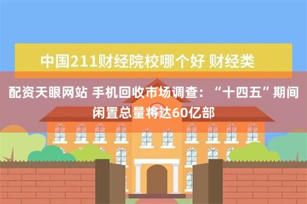 配资天眼网站 手机回收市场调查：“十四五”期间闲置总量将达60亿部